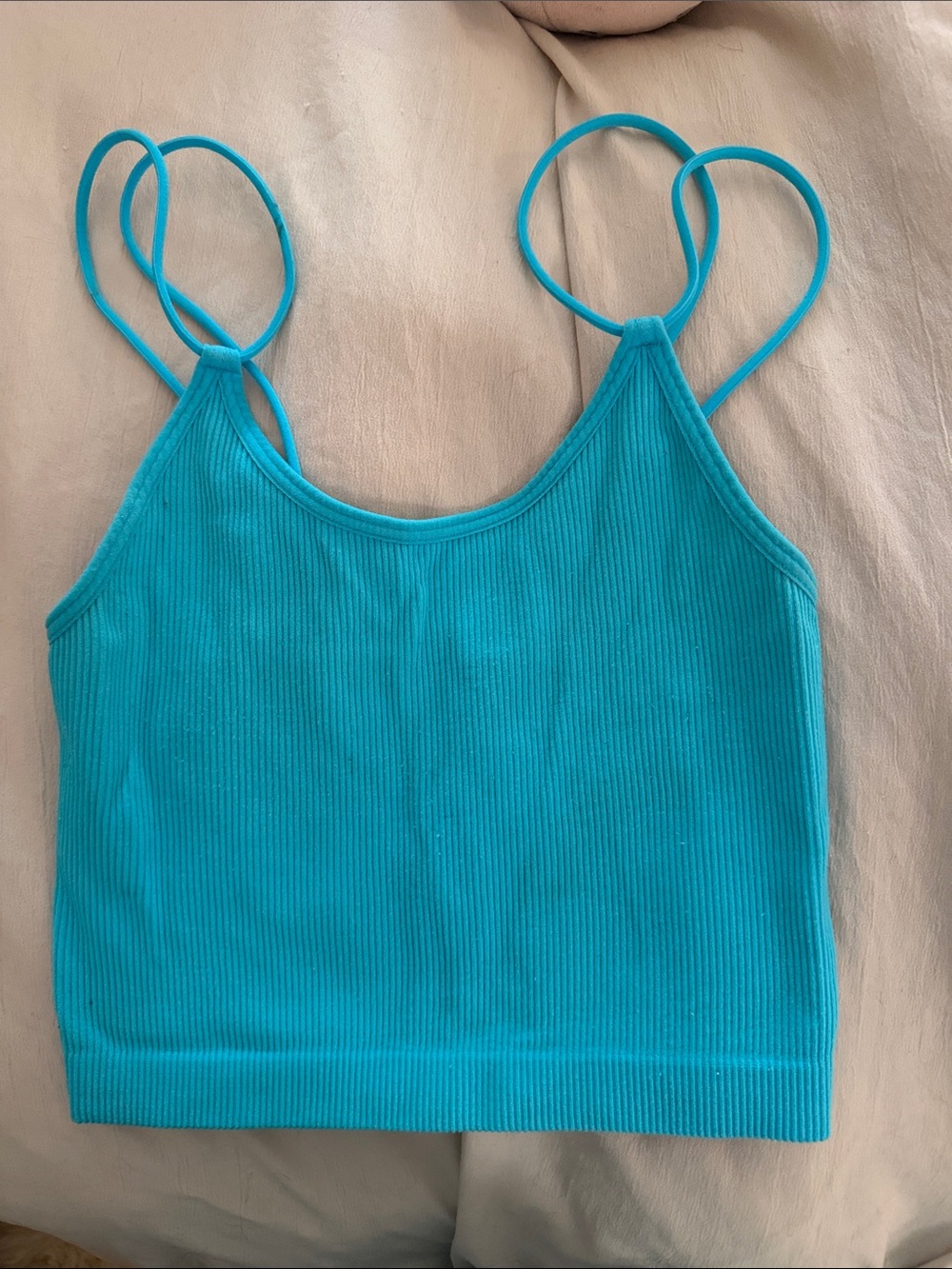 No Boundaries Turquoise Ribbed Tank Top